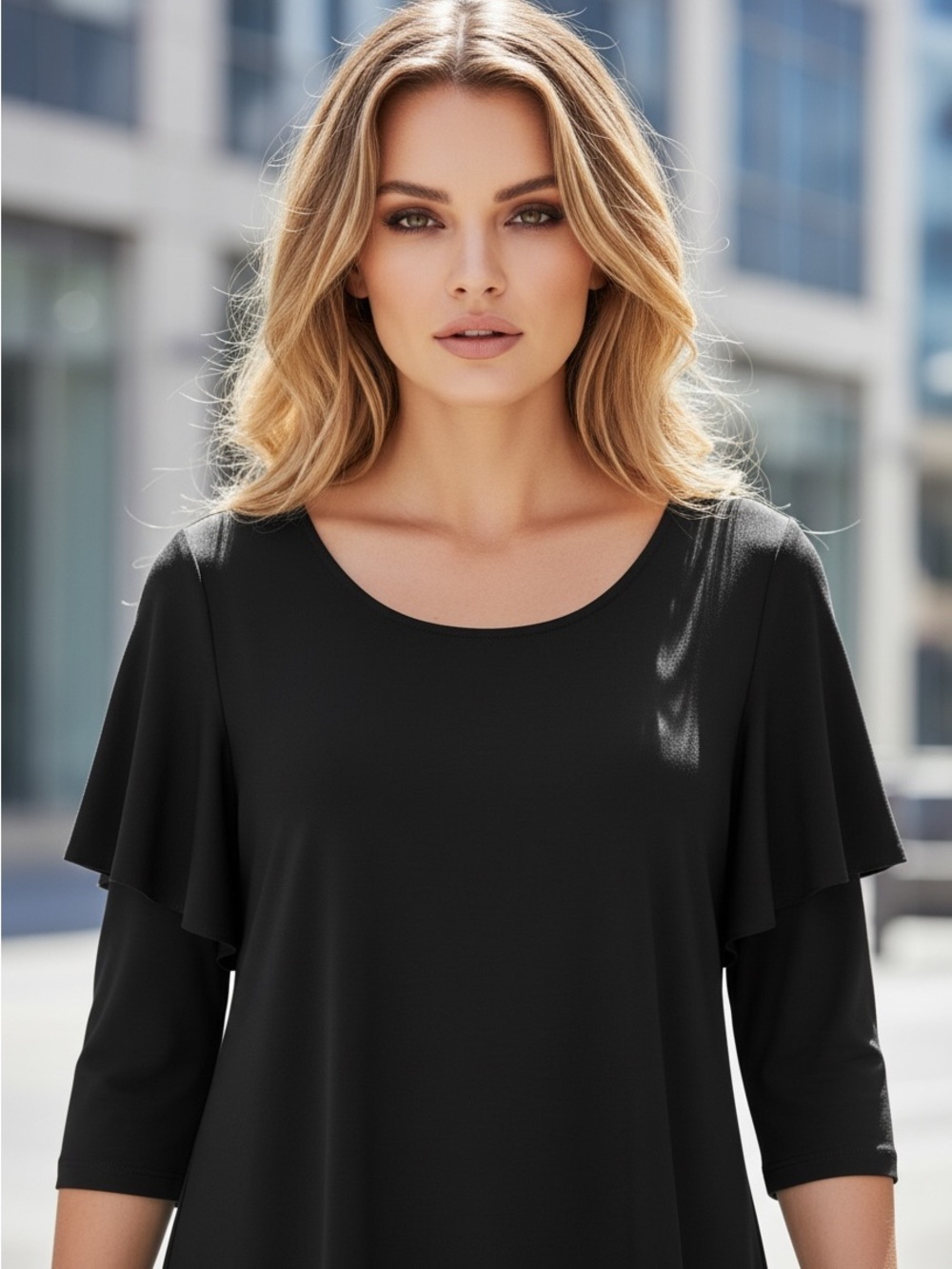 Simonton Says Black Cape Sleeve Blouse Size L
